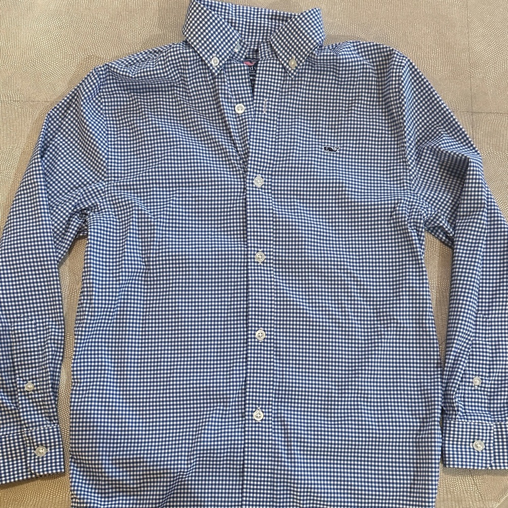 Vineyard Vines Blue and White Gingham Button Down Shirt